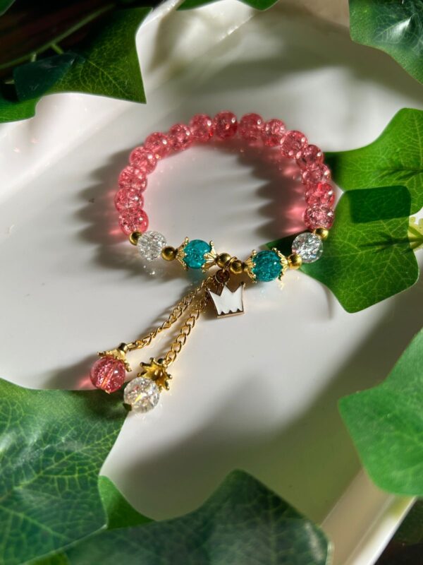 👑🍓 Crown & Crystals – Royal Berry Charm Bracelet 💖💫