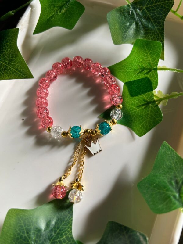 👑🍓 Crown & Crystals – Royal Berry Charm Bracelet 💖💫