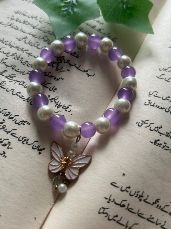 🌸 Amethyst Pearl Butterfly Bracelet 🦋✨