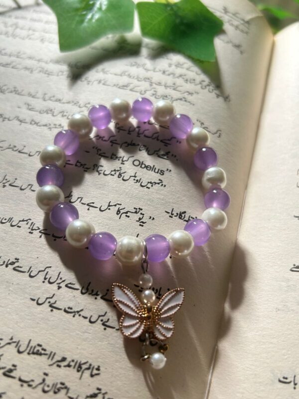 🌸 Amethyst Pearl Butterfly Bracelet 🦋✨