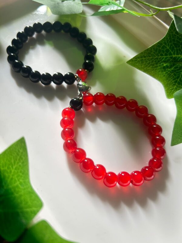 ❤️Eternal Bond 🔗 — Handmade Red & Black Couple Bracelet Set