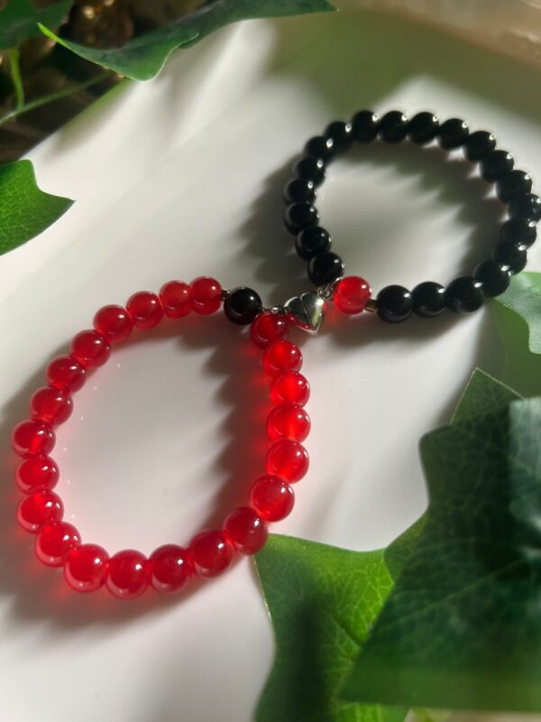 ❤️Eternal Bond 🔗 — Handmade Red & Black Couple Bracelet Set
