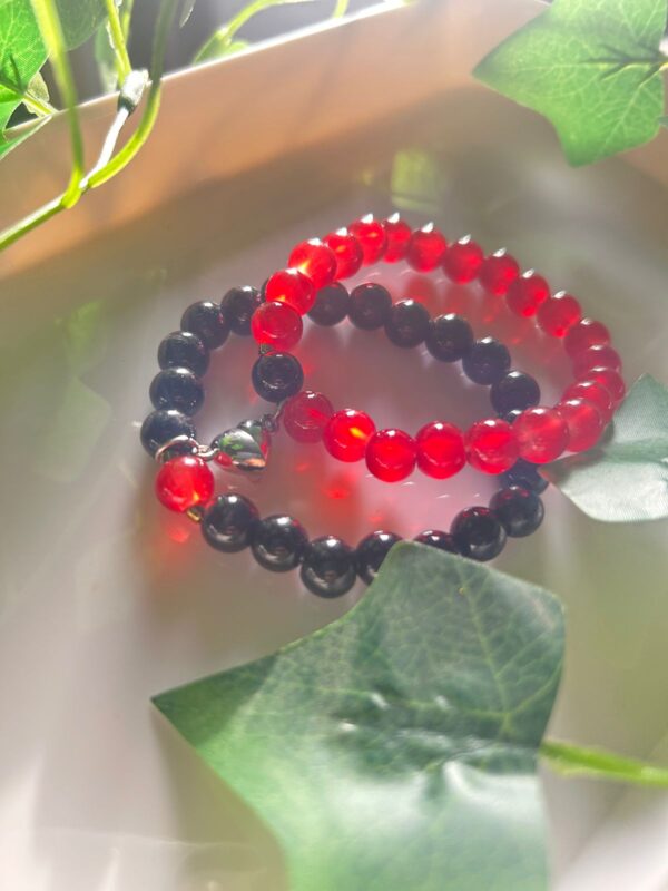 ❤️Eternal Bond 🔗 — Handmade Red & Black Couple Bracelet Set