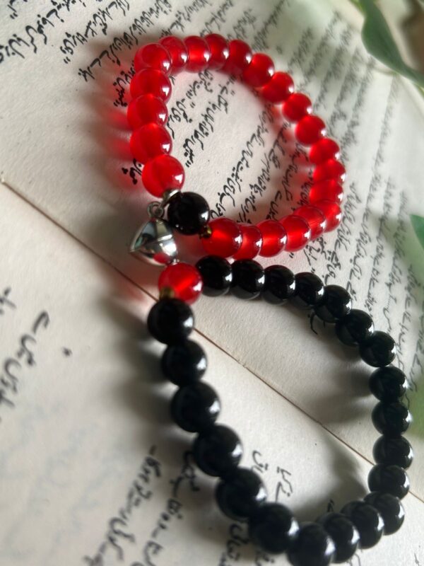 ❤️Eternal Bond 🔗 — Handmade Red & Black Couple Bracelet Set