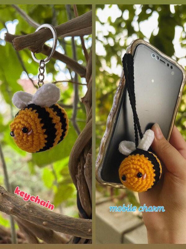 🐝Bee Keychain and Mobile Charm - Crocheted Accessory