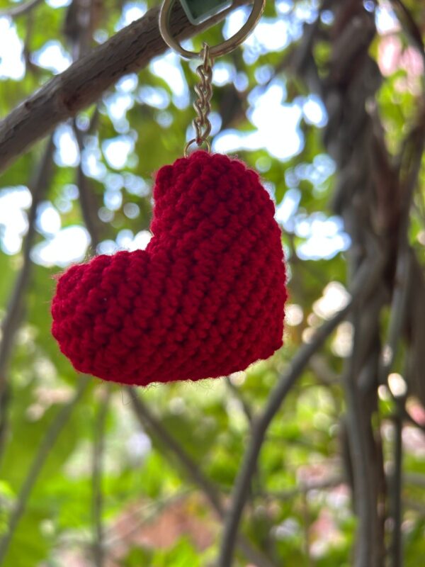 ❤️Red Crochet Heart: Handmade Keychain & Phone Charm 🔑📱