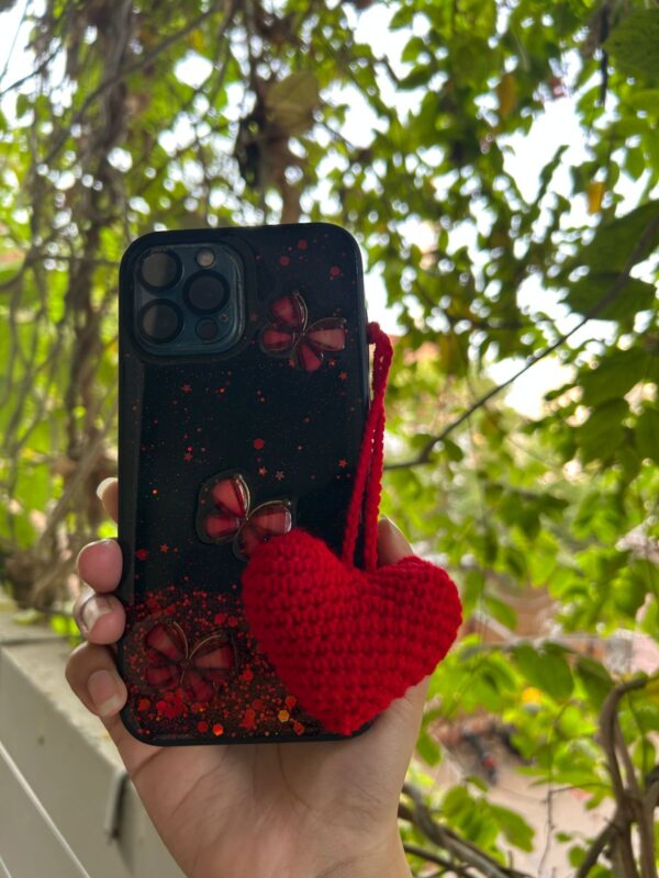 ❤️Red Crochet Heart: Handmade Keychain & Phone Charm 🔑📱