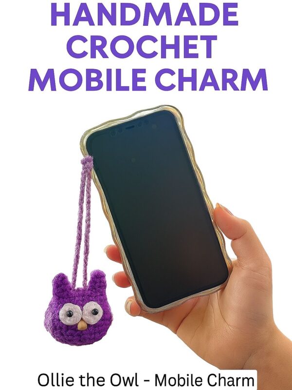 Hoot-tiful Handmade Crochet Owl Mobile Charm 🦉💜📱