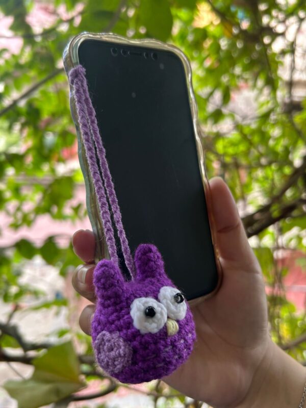 Hoot-tiful Handmade Crochet Owl Mobile Charm 🦉💜📱