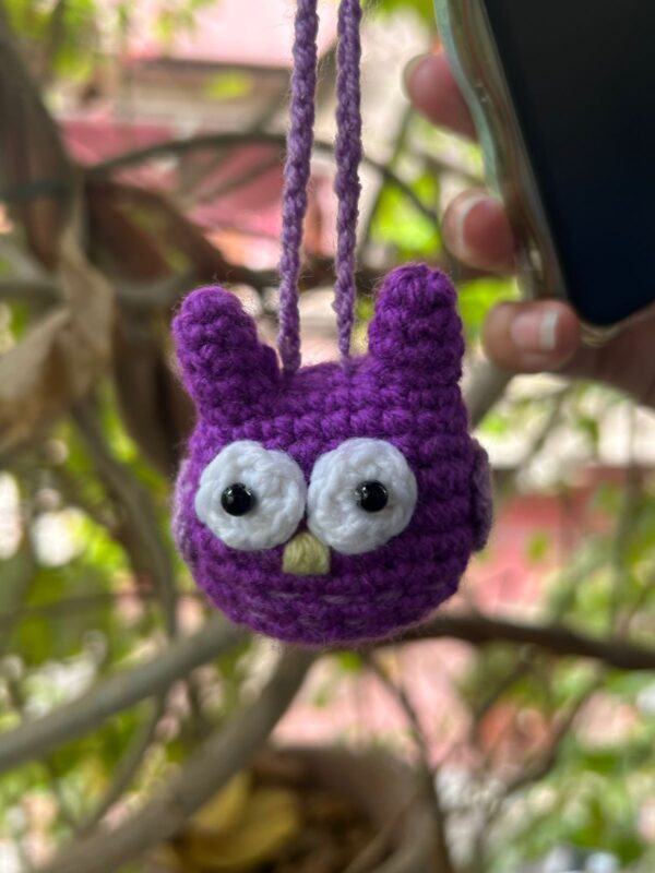 Hoot-tiful Handmade Crochet Owl Mobile Charm 🦉💜📱
