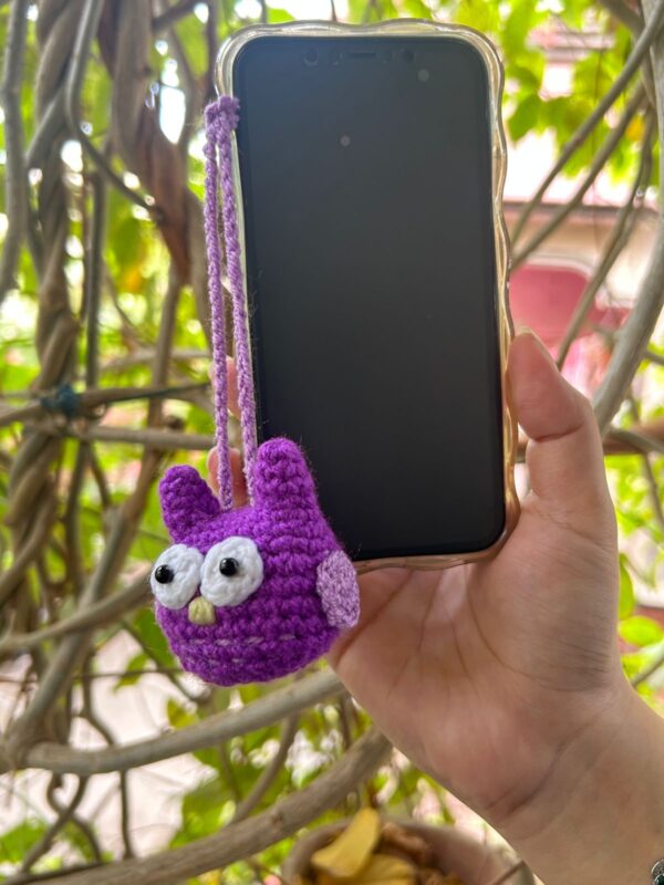 Hoot-tiful Handmade Crochet Owl Mobile Charm 🦉💜📱