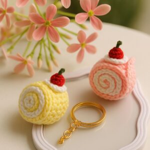 🍰 Sweet Swirl Crochet Keychains 🧁✨