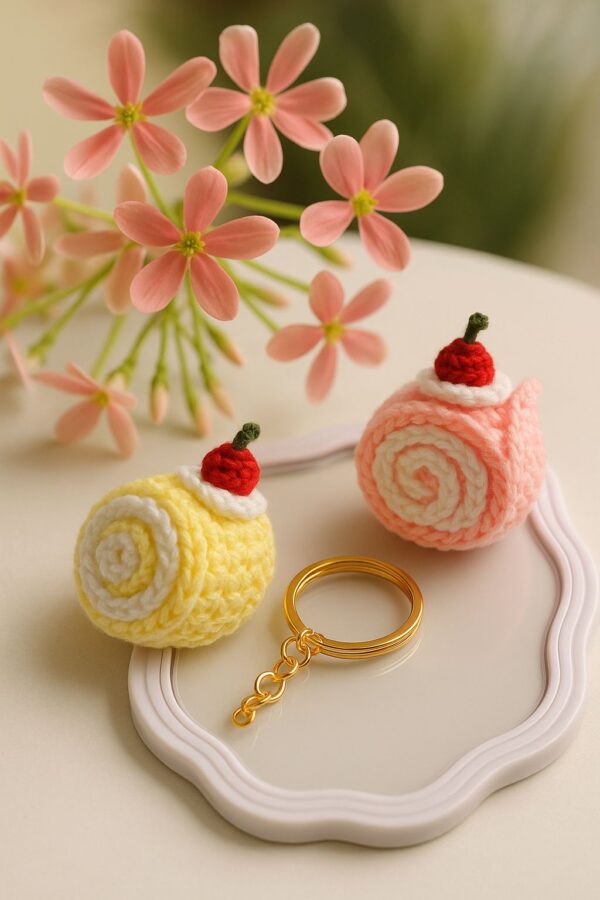 🍰 Sweet Swirl Crochet Keychains 🧁✨