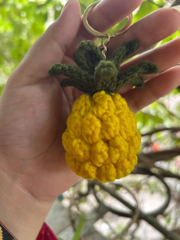 🍍Tropical Pineapple Charm – Handmade Crochet Keychain