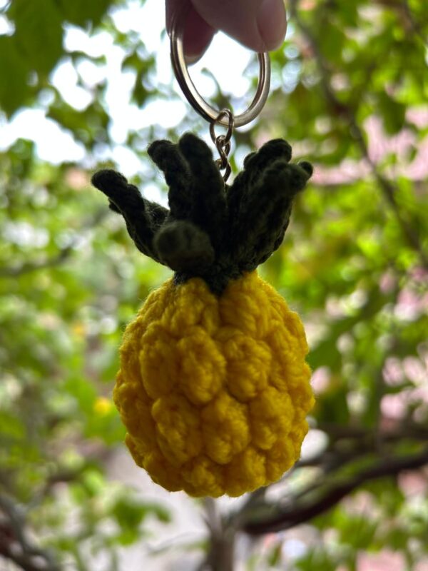 🍍Tropical Pineapple Charm – Handmade Crochet Keychain