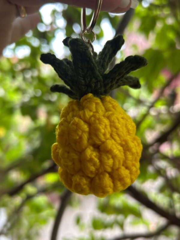 🍍Tropical Pineapple Charm – Handmade Crochet Keychain