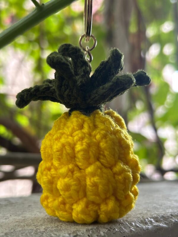 🍍Tropical Pineapple Charm – Handmade Crochet Keychain
