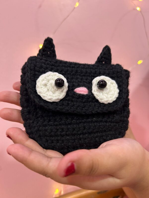 💖🐈‍⬛Black Cat Crochet Wallet - Handmade & Unique
