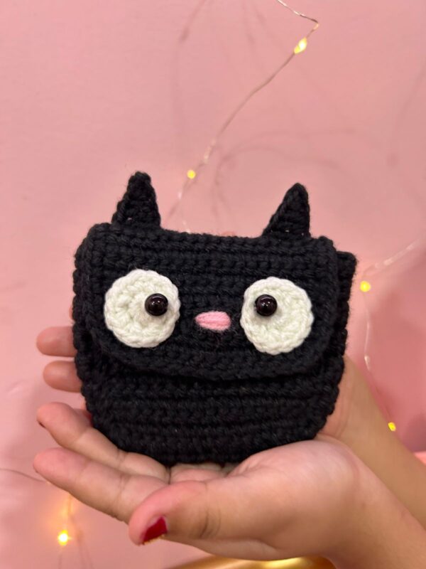 💖🐈‍⬛Black Cat Crochet Wallet - Handmade & Unique