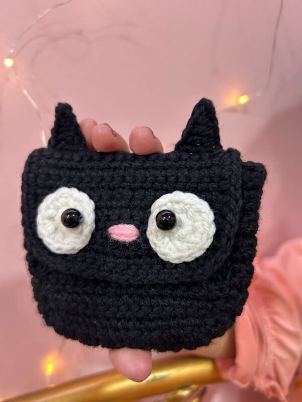 💖🐈‍⬛Black Cat Crochet Wallet - Handmade & Unique