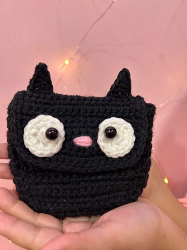 💖🐈‍⬛Black Cat Crochet Wallet - Handmade & Unique