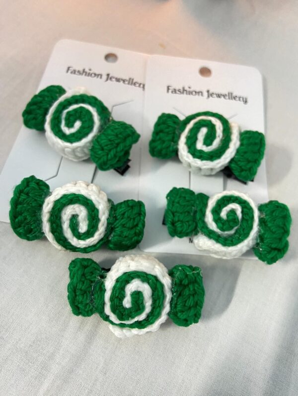 💚🤍Handmade Crochet Hairpins – 🇵🇰 Patriotic Candy Swirls (14th August Special Edition)