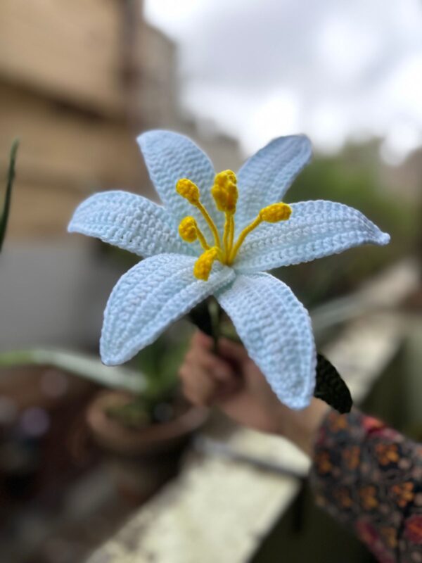 💐🌺Handcrafted Serenity: Blue Lily Crochet Flower 🧶