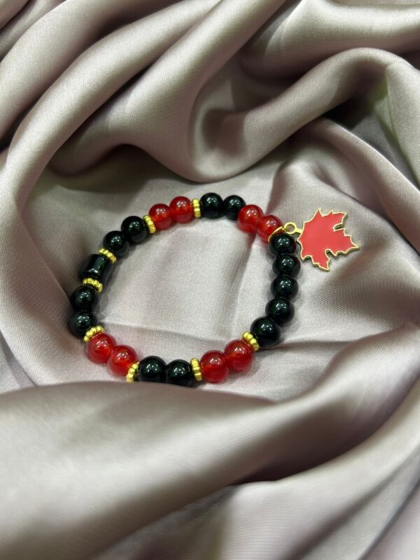 🍁🖤Red & Black Maple Leaf Charm Bracelet