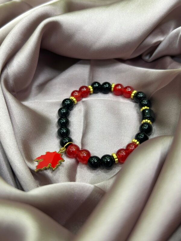 🍁🖤Red & Black Maple Leaf Charm Bracelet