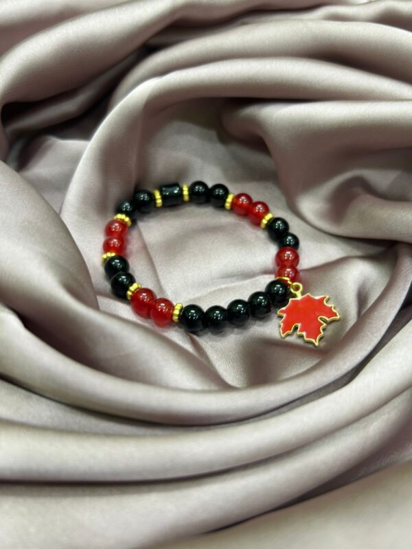 🍁🖤Red & Black Maple Leaf Charm Bracelet