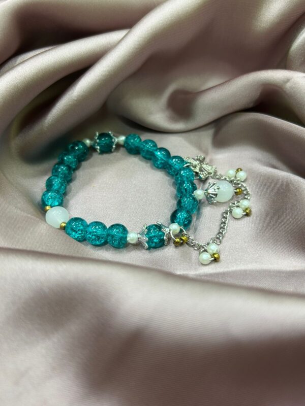 💖🌿Aqua & Pearl Cascade Charm Bracelet