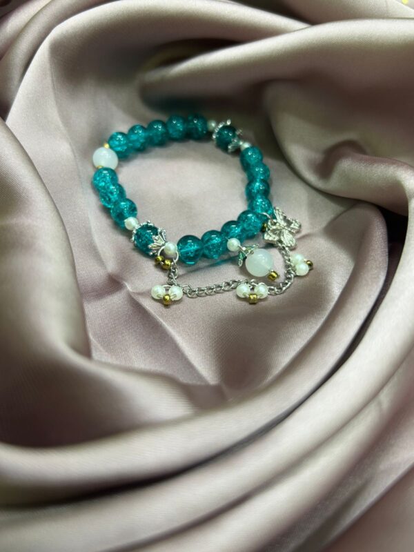 💖🌿Aqua & Pearl Cascade Charm Bracelet