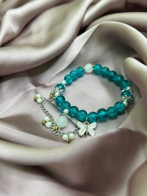 💖🌿Aqua & Pearl Cascade Charm Bracelet