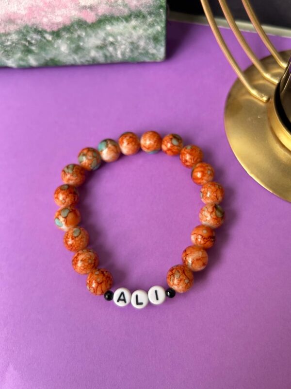 🧡Personalized "ALI" Earth-Tone Beaded Bracelet 🧡🌿