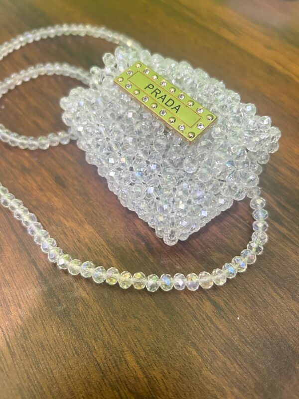 👜✨Sparkling Handmade Beaded AirPods Pouch with Prada-Inspired Charm