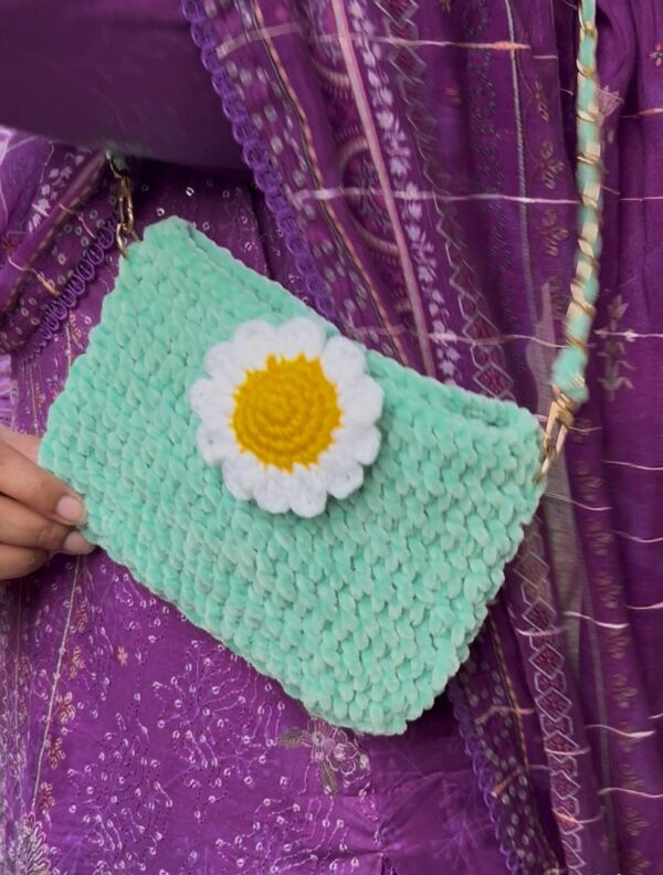 🧶👜Velvet Yarn Daisy & Sunflower Purses