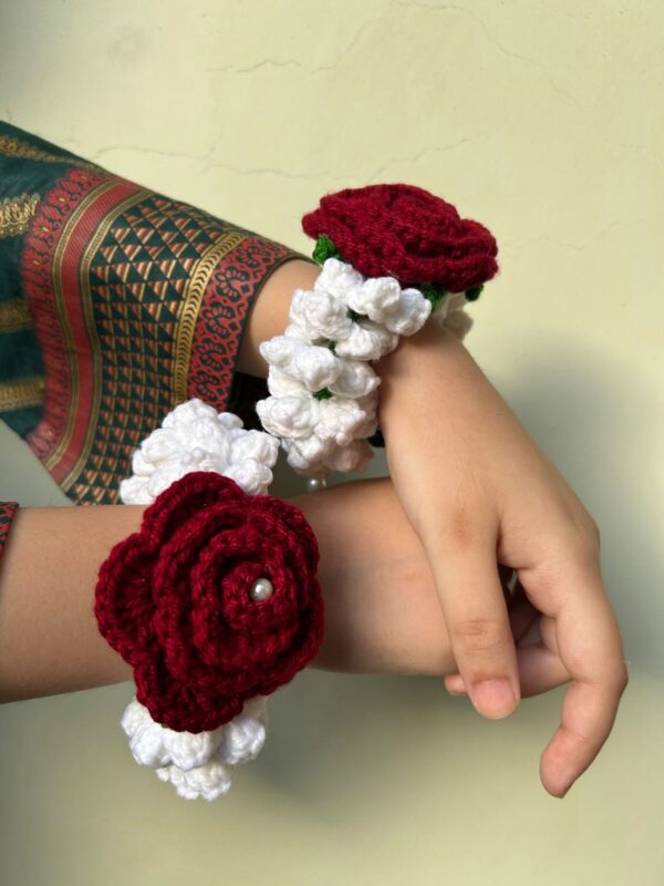 🌹 Handmade Crochet Floral Wrist Corsage Set 🌹