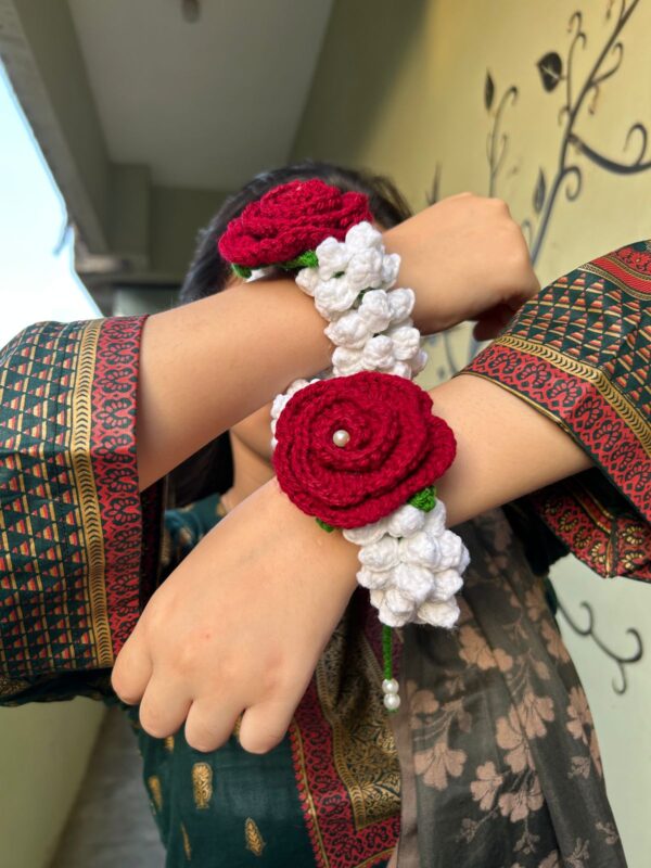 🌹 Handmade Crochet Floral Wrist Corsage Set 🌹