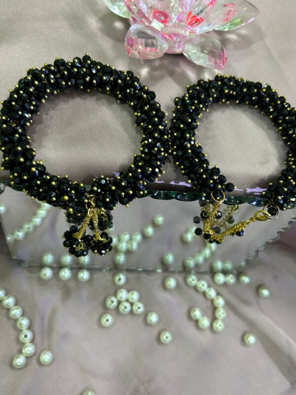 ✨ Handcrafted Black Beaded Bracelet Set with Gold Charms ✨