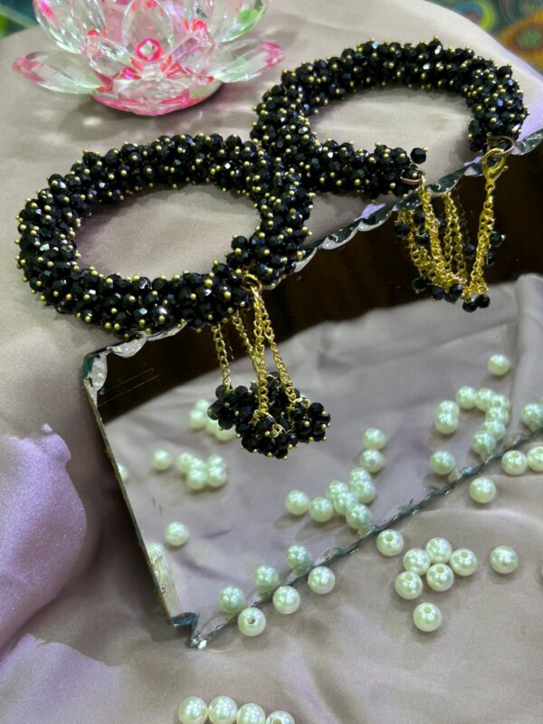 ✨ Handcrafted Black Beaded Bracelet Set with Gold Charms ✨