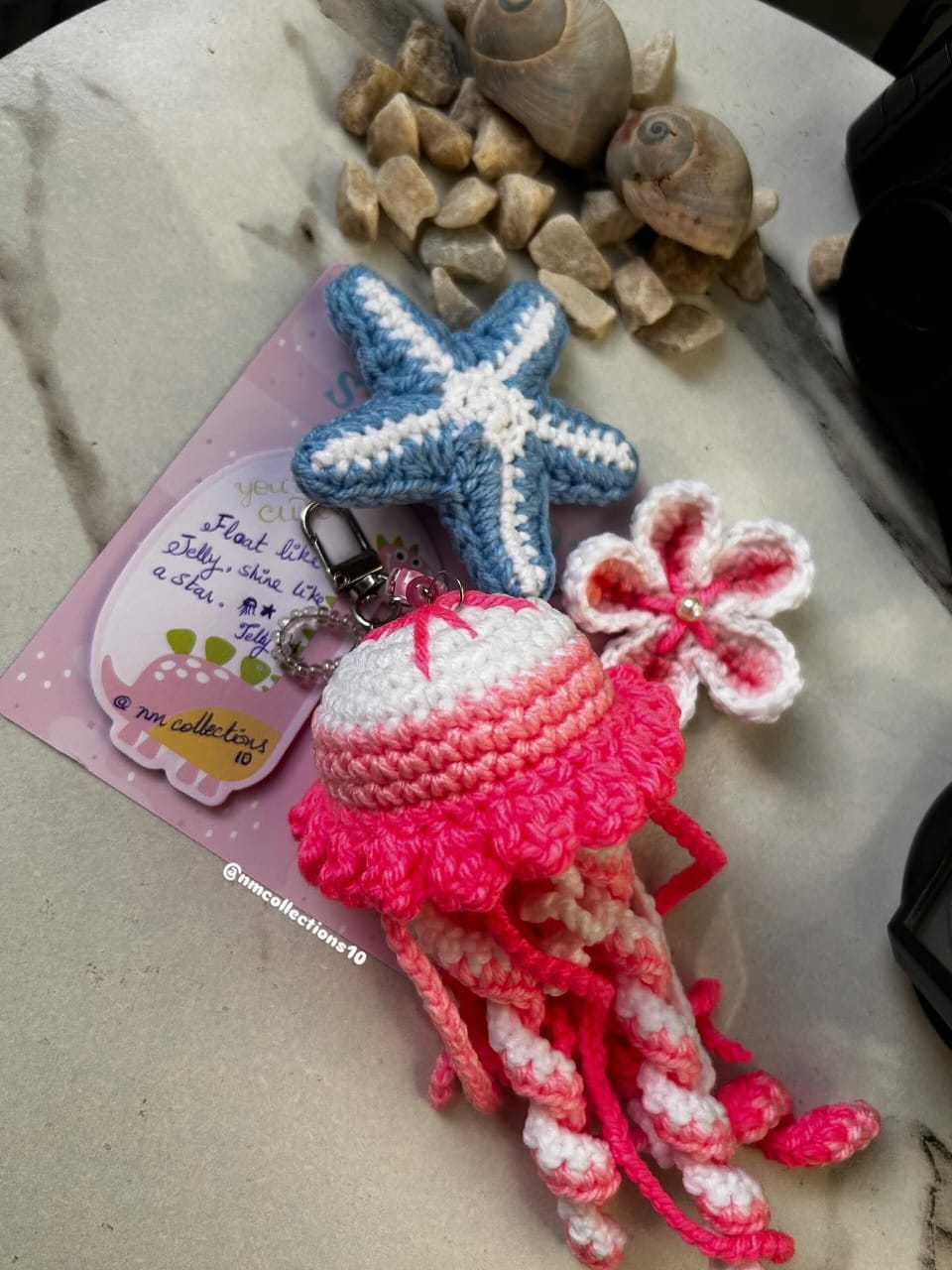 Crocheted Jellyfish Keychain