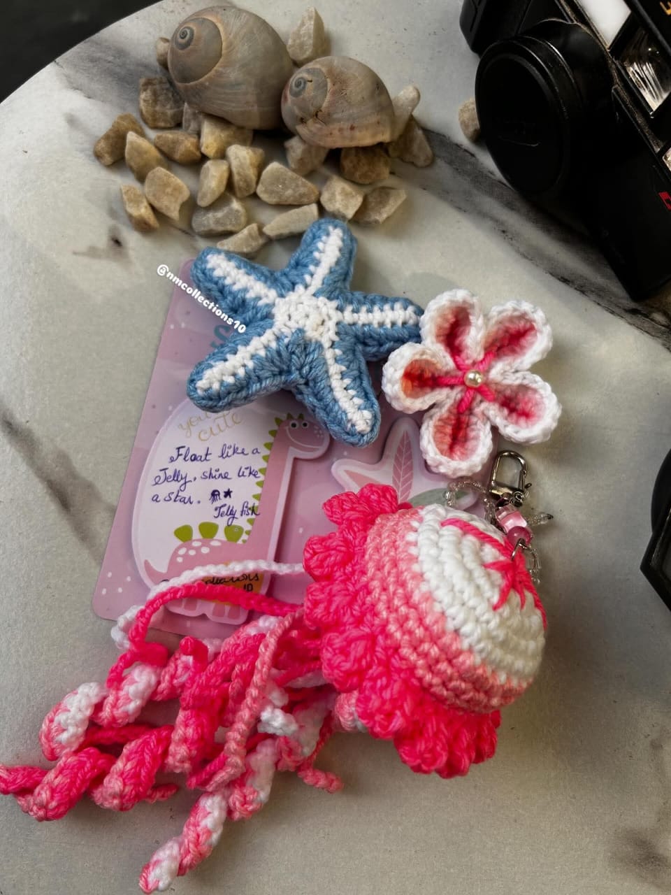 Crocheted Jellyfish Keychain